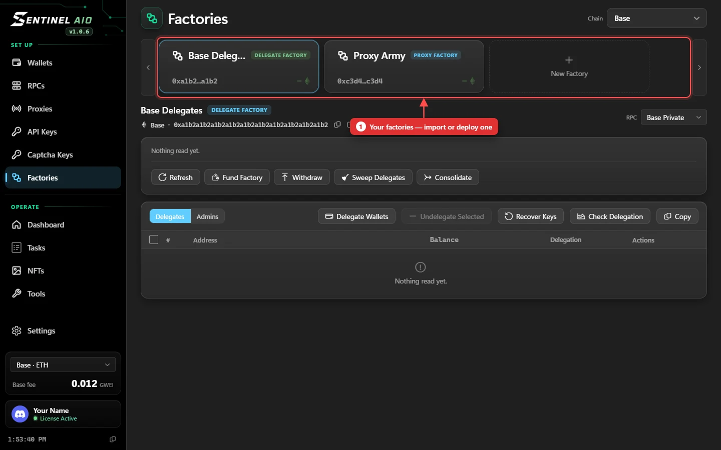 The Factories page