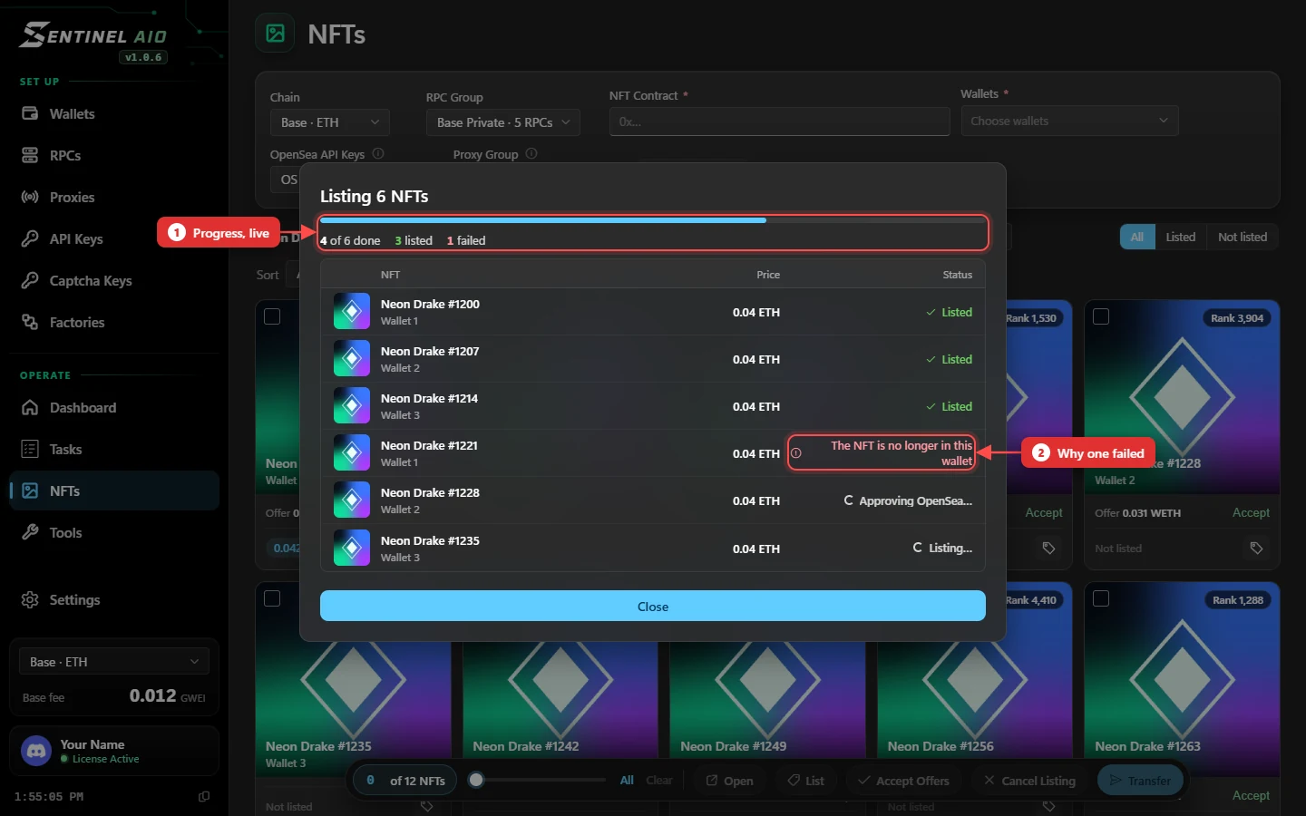 A listing in progress