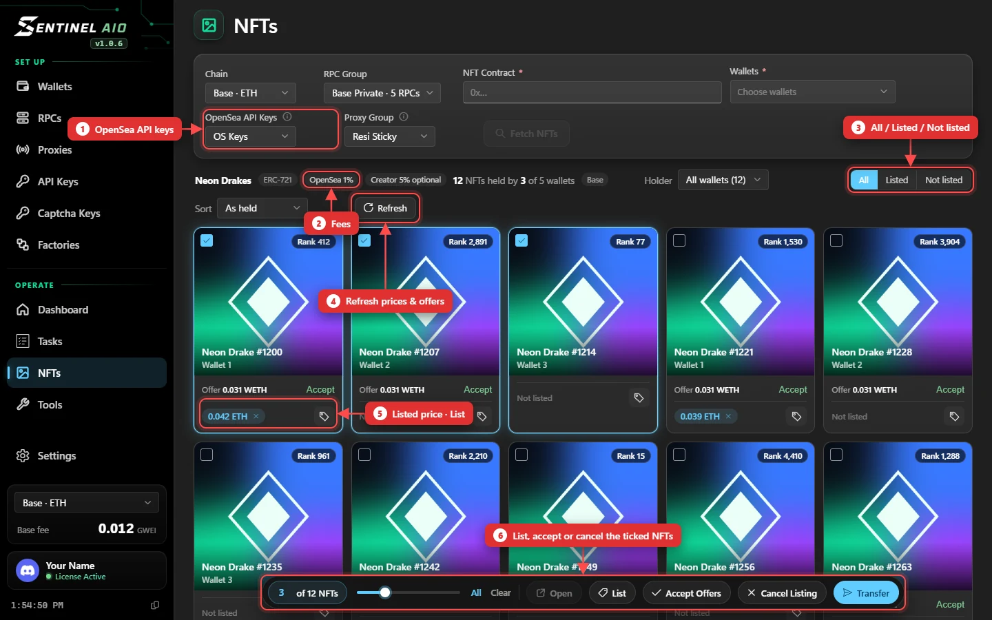 The NFTs page
