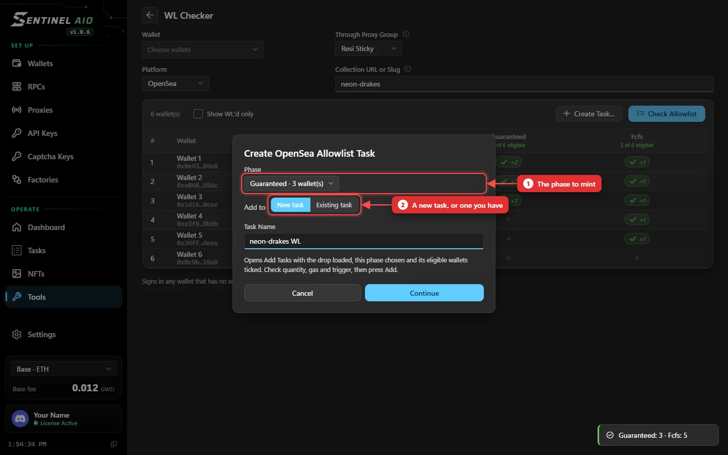 Creating a task from the WL Checker